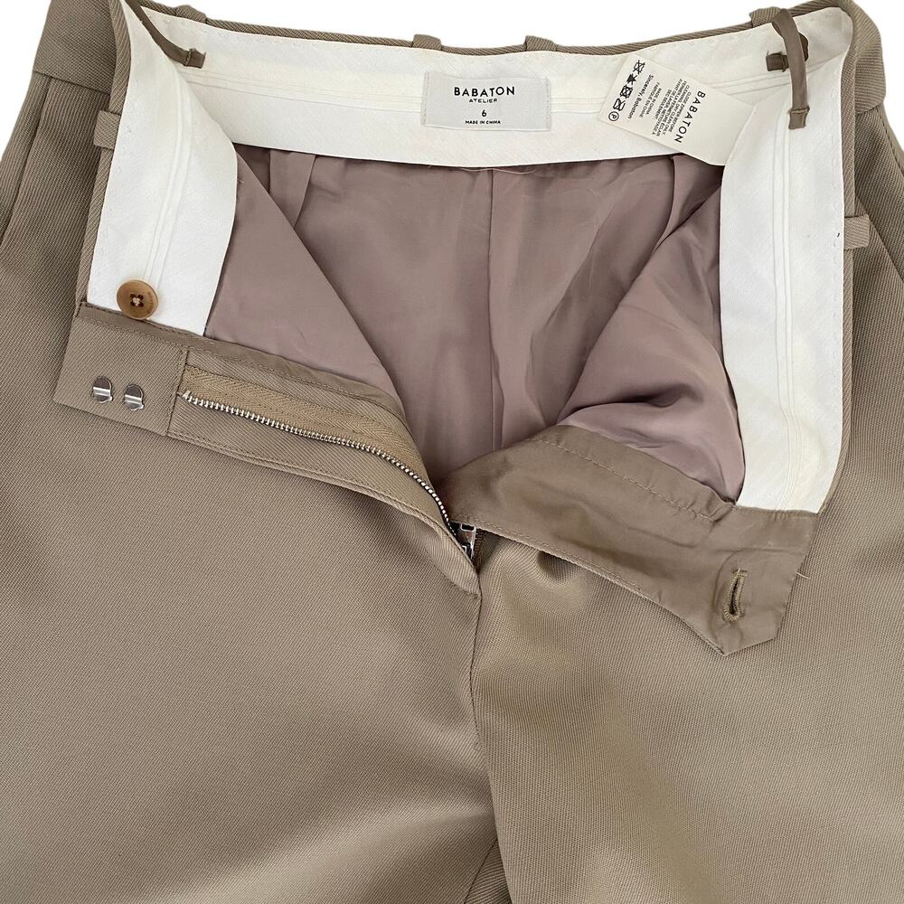 Aritzia Babaton Agency Khaki Tan Wool Trouser Work Dress Pants Size 6 - Picture 2 of 8